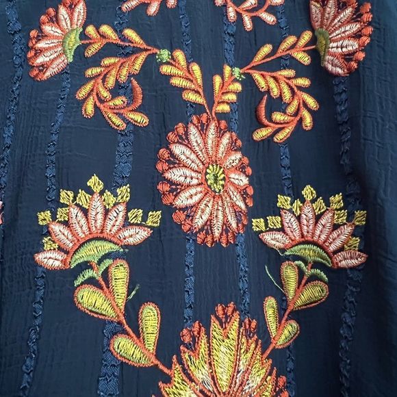 Entro Navy Blue Floral Embroidered Dress Size S - Picture 4 of 9